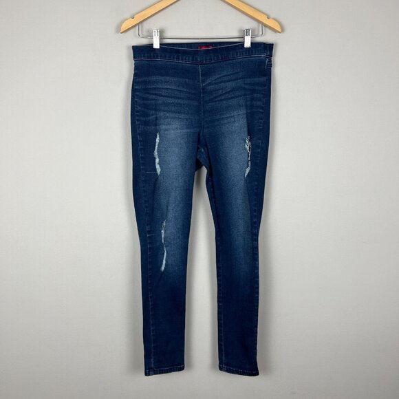 Jennifer Lopez Jeans Womens 10 Skinny Distressed Pull On Stretch Medium‎ Wash - Picture 1 of 15